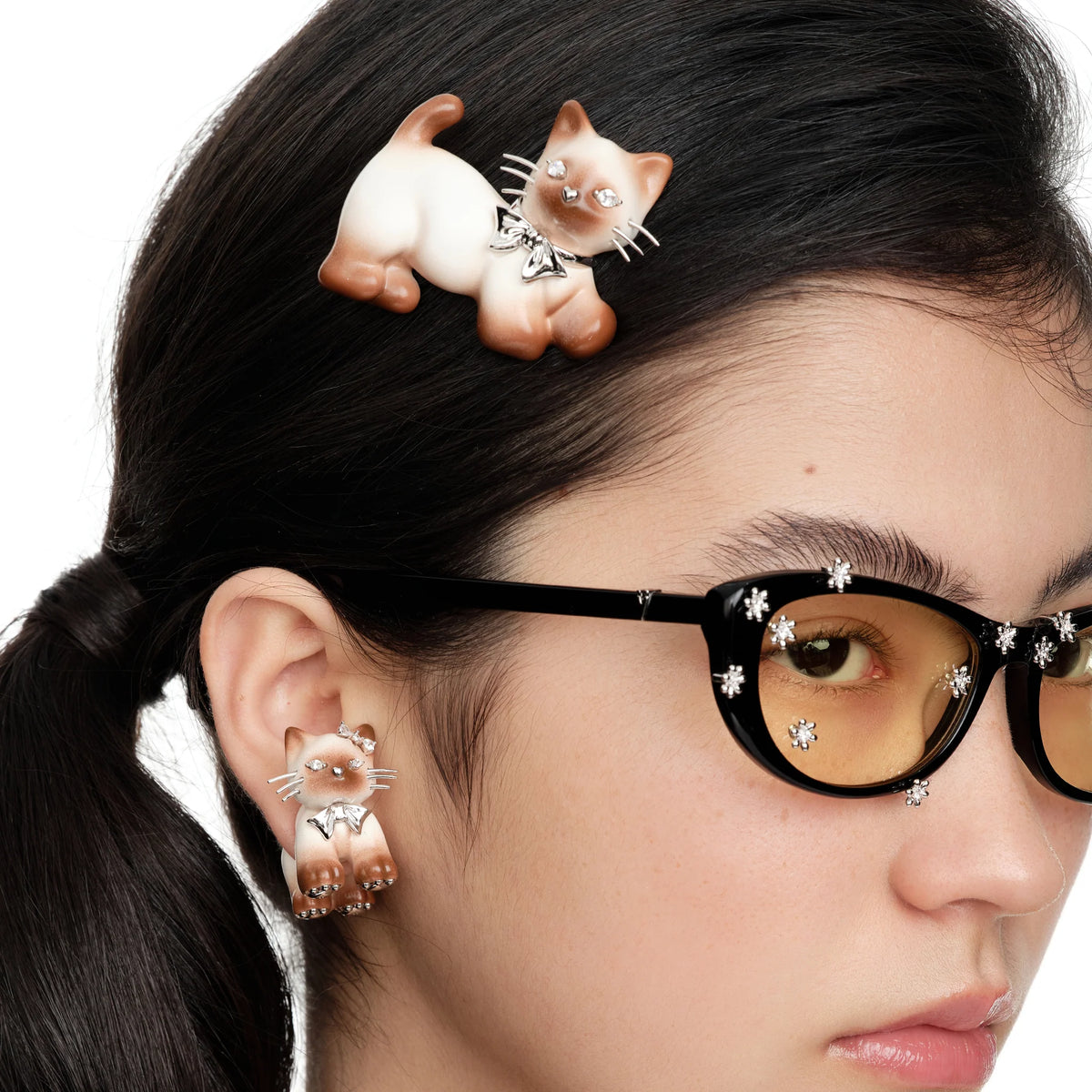 YVMIN Kitten Hair Clip สีน้ำตาล ดีเทล