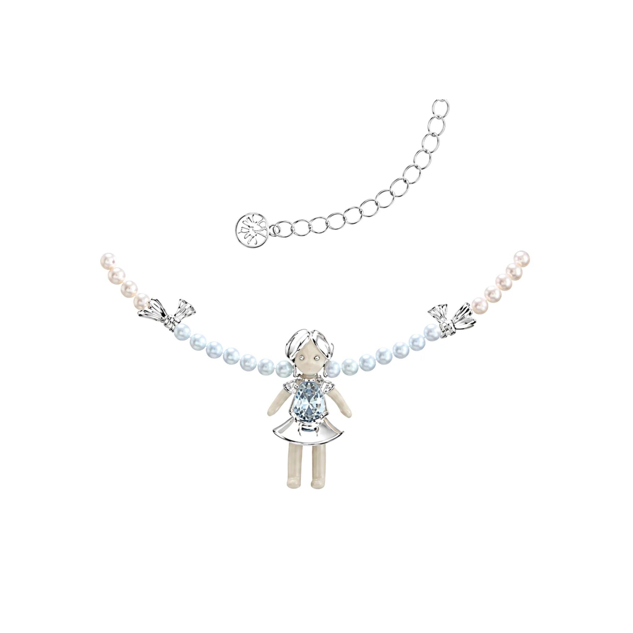YVMIN Middle Girl Beaded Braid Necklace in Blue