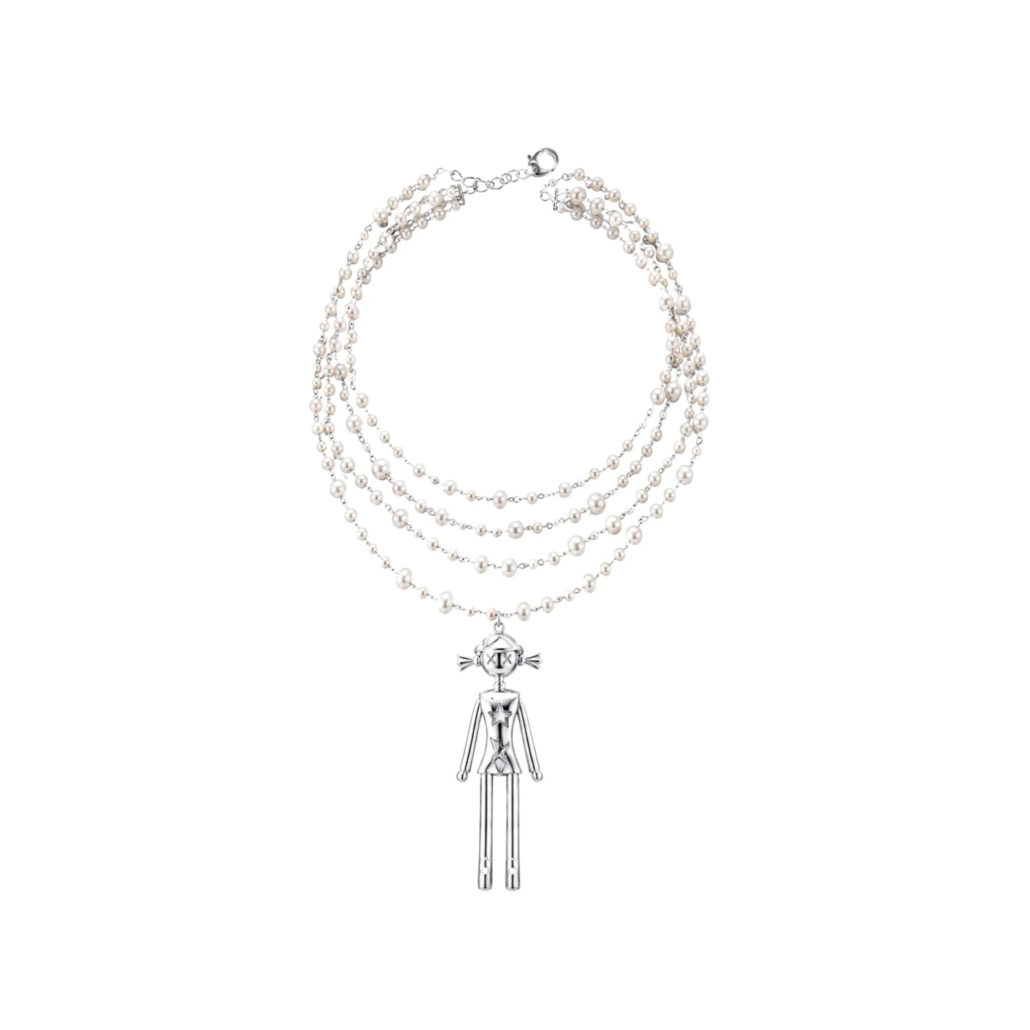 YVMIN Middle Girl Pearl Necklace in Silver
