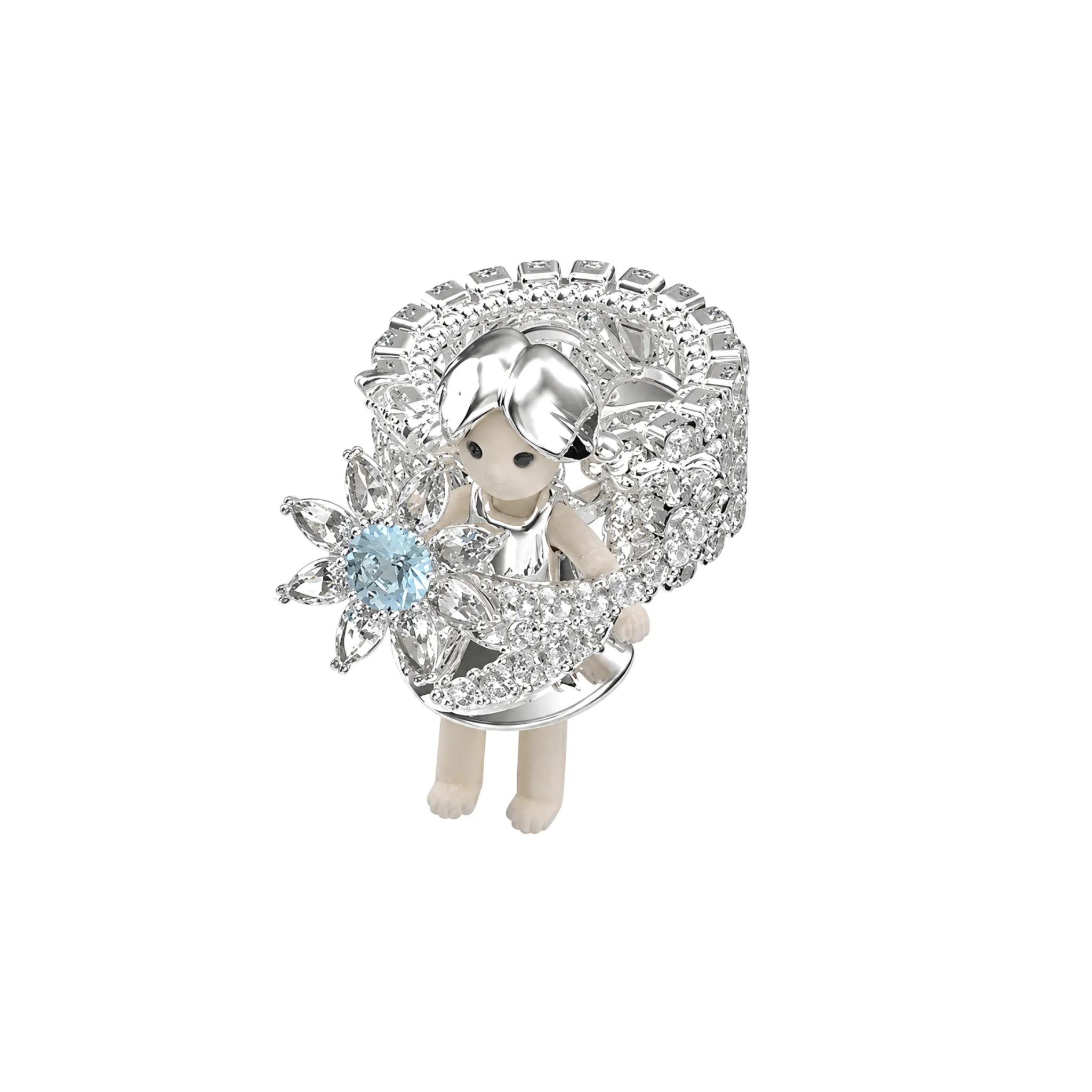 YVMIN Middle Girl Sunflower Ring in White