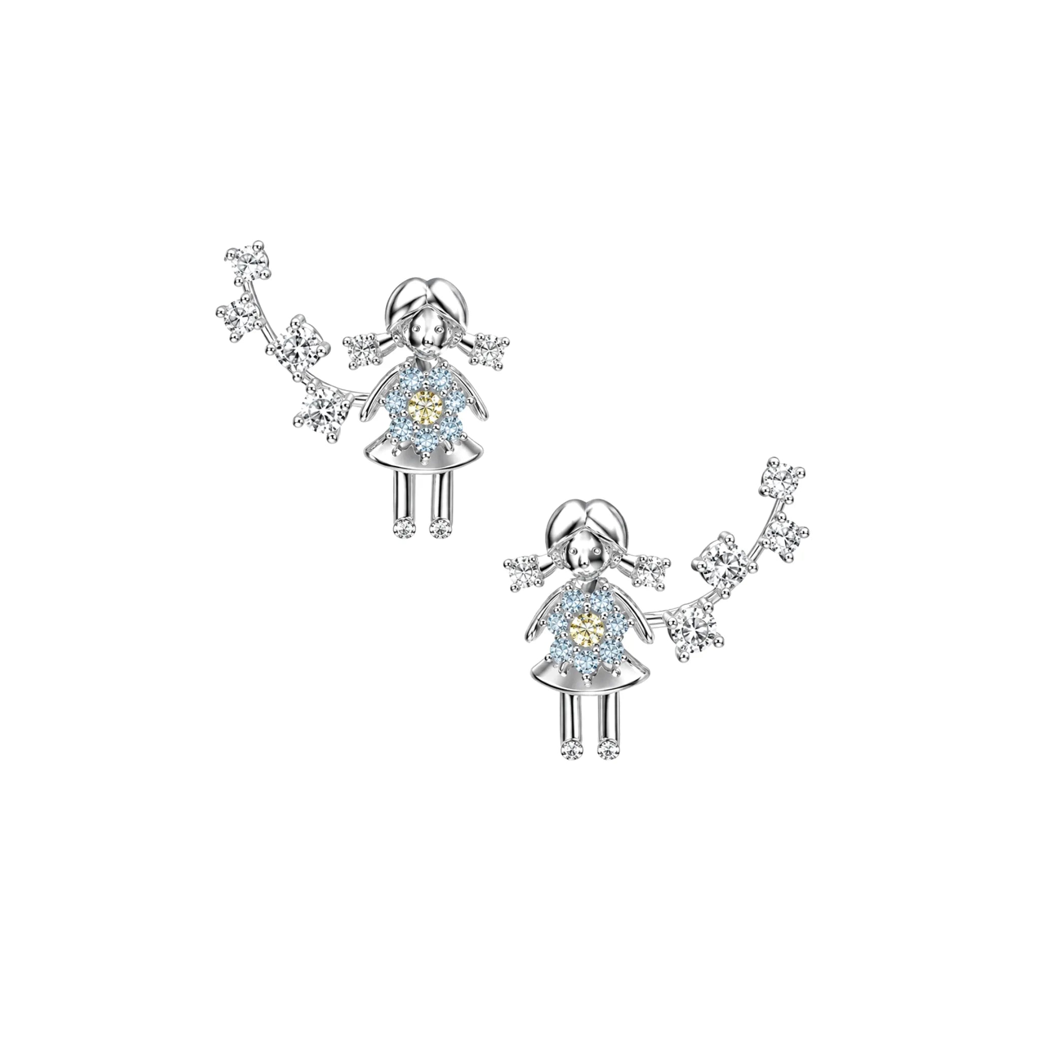 YVMIN Mini Girl Flowers Earring in Silver