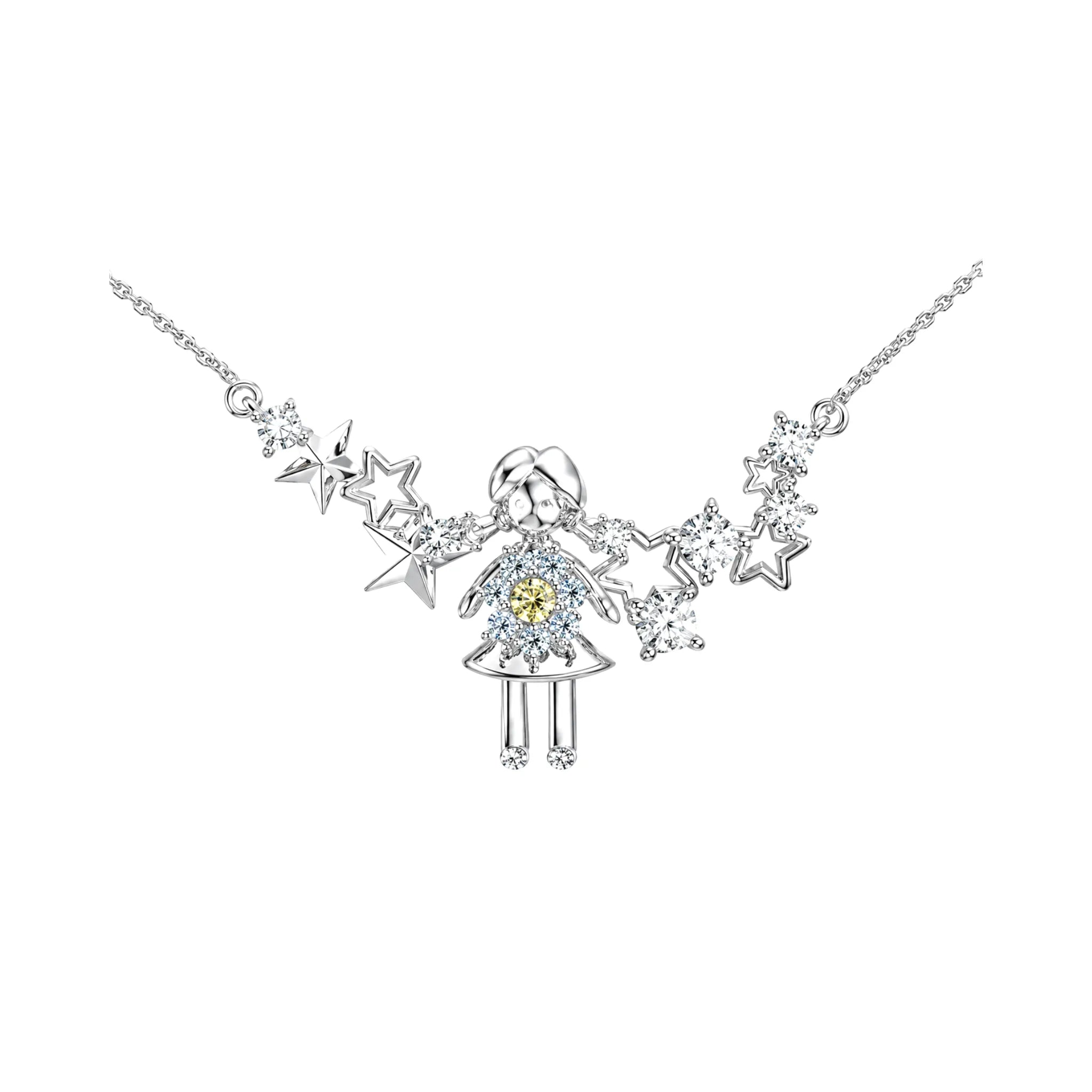 YVMIN Mini Girl Flowers Necklace in Silver