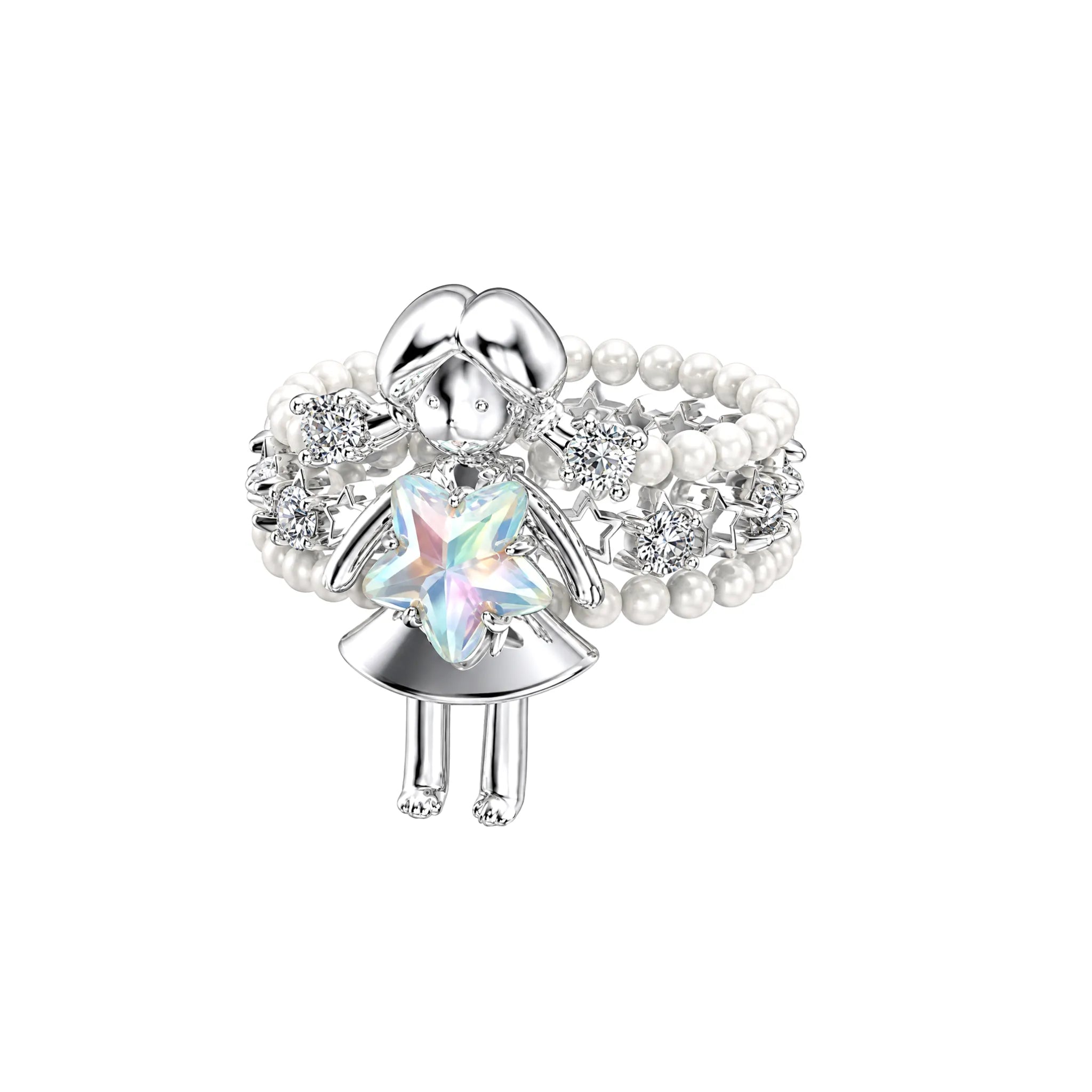 YVMIN Mini Girl Star Ring in White