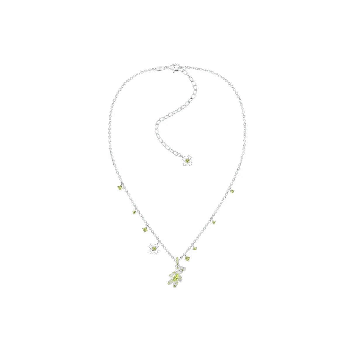 YVMIN Paradise Bear Flower Zircon Necklace Silver