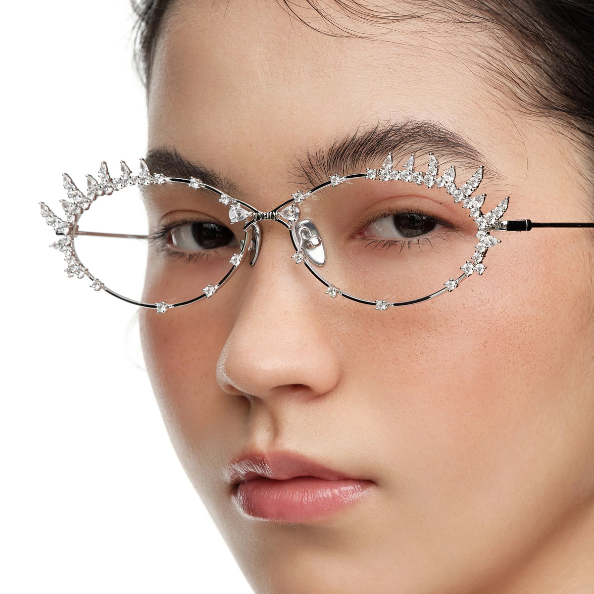 YVMIN Paradise Eyelash Glasses Silver side view