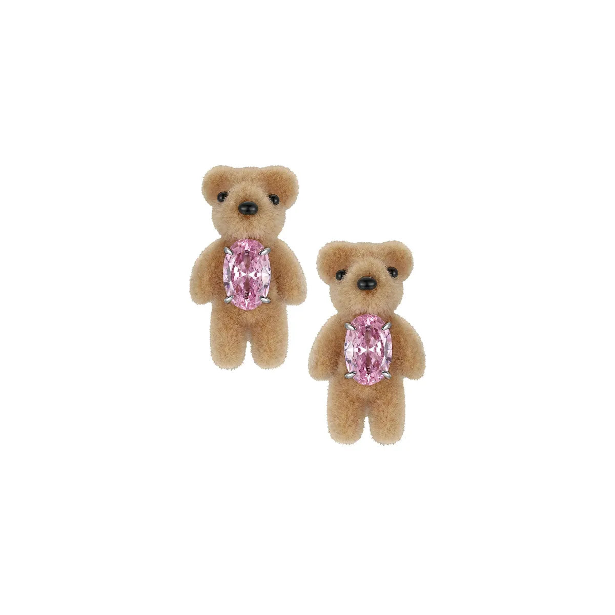 YVMIN Paradise Flocked Mini Bear Earring Pink