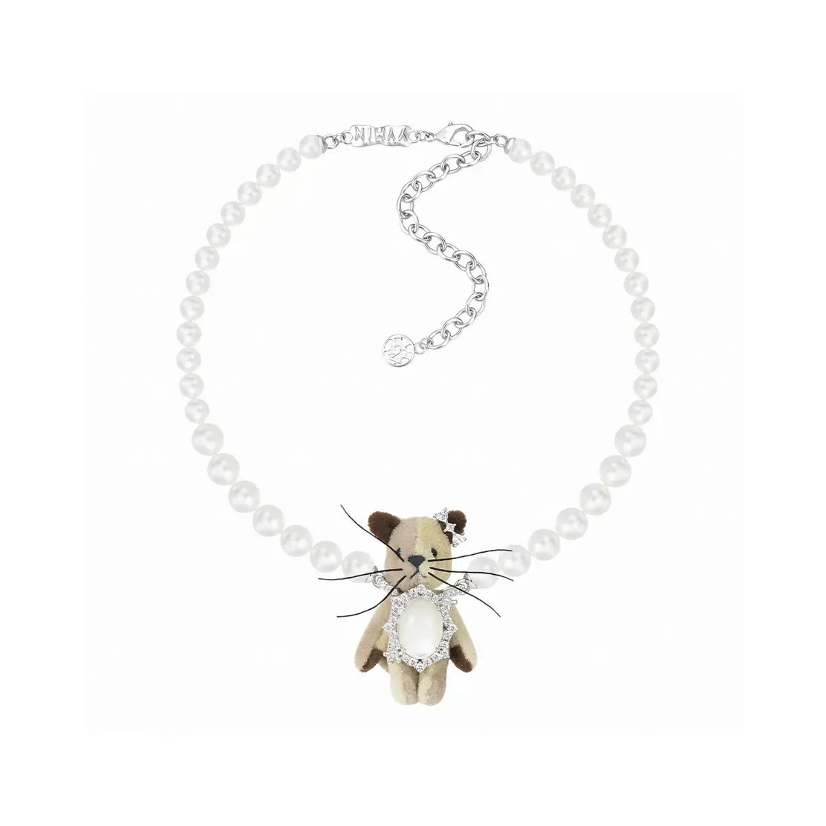 YVMIN Paradise Floral Cat Pearl Necklace Caramel