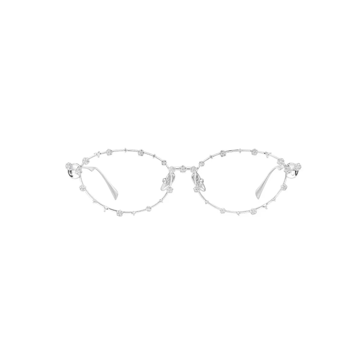 YVMIN Paradise Flower Gemstone Decoration Ribbon Glasses in Silver