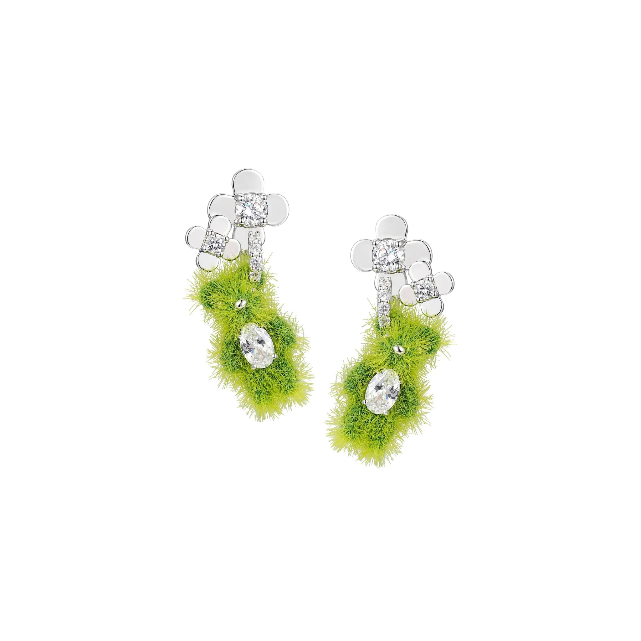 YVMIN Paradise Grass Flower Bear Earring in Green