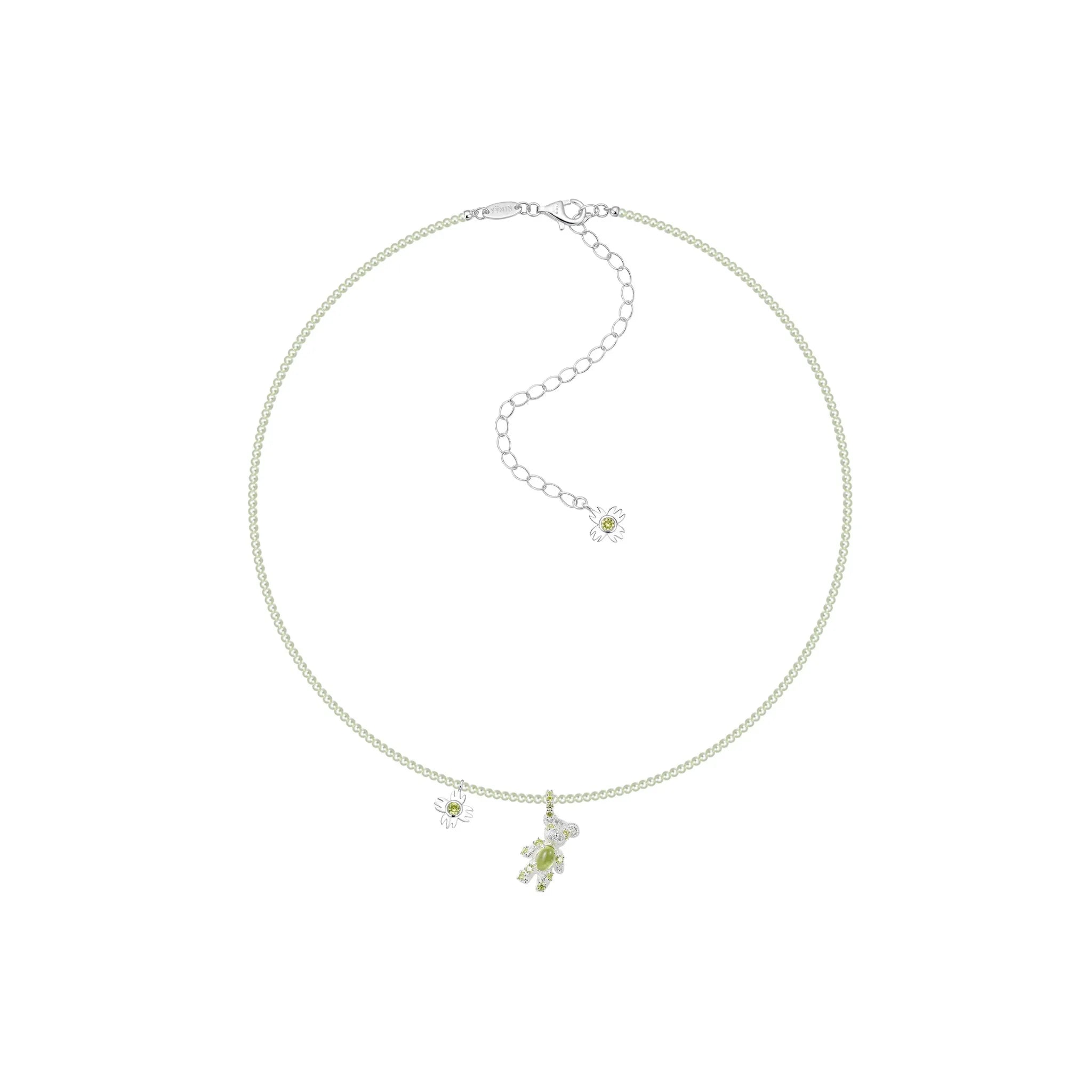 YVMIN Paradise Natural Bear Flower Zircon Necklace in Silver