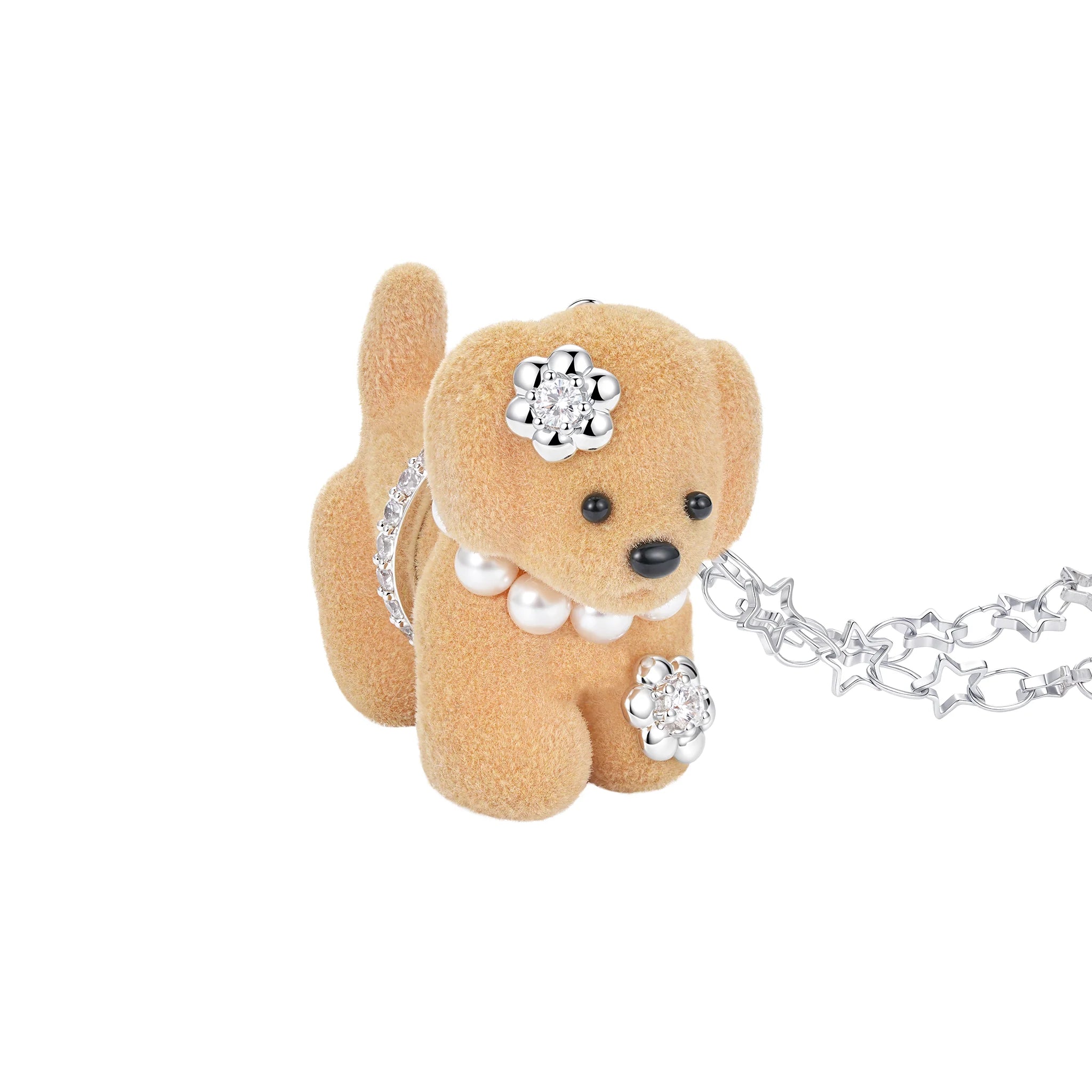 YVMIN Paradise Puppy Necklace pendant detail in Brown