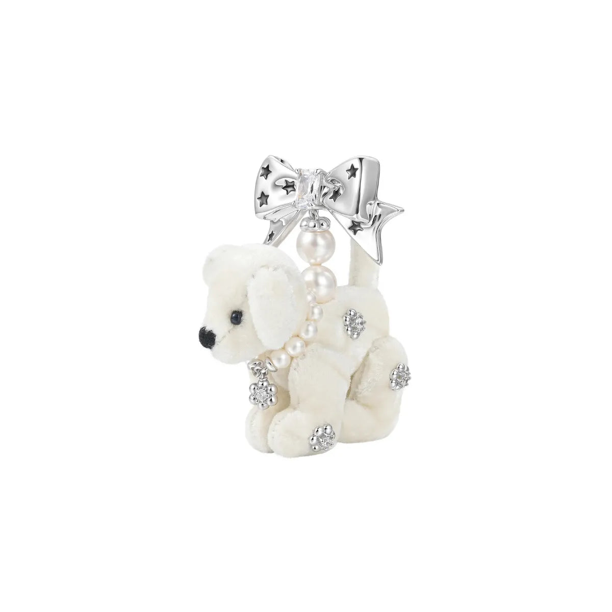 YVMIN Paradise Star Polka Dot Puppy Earrings in White