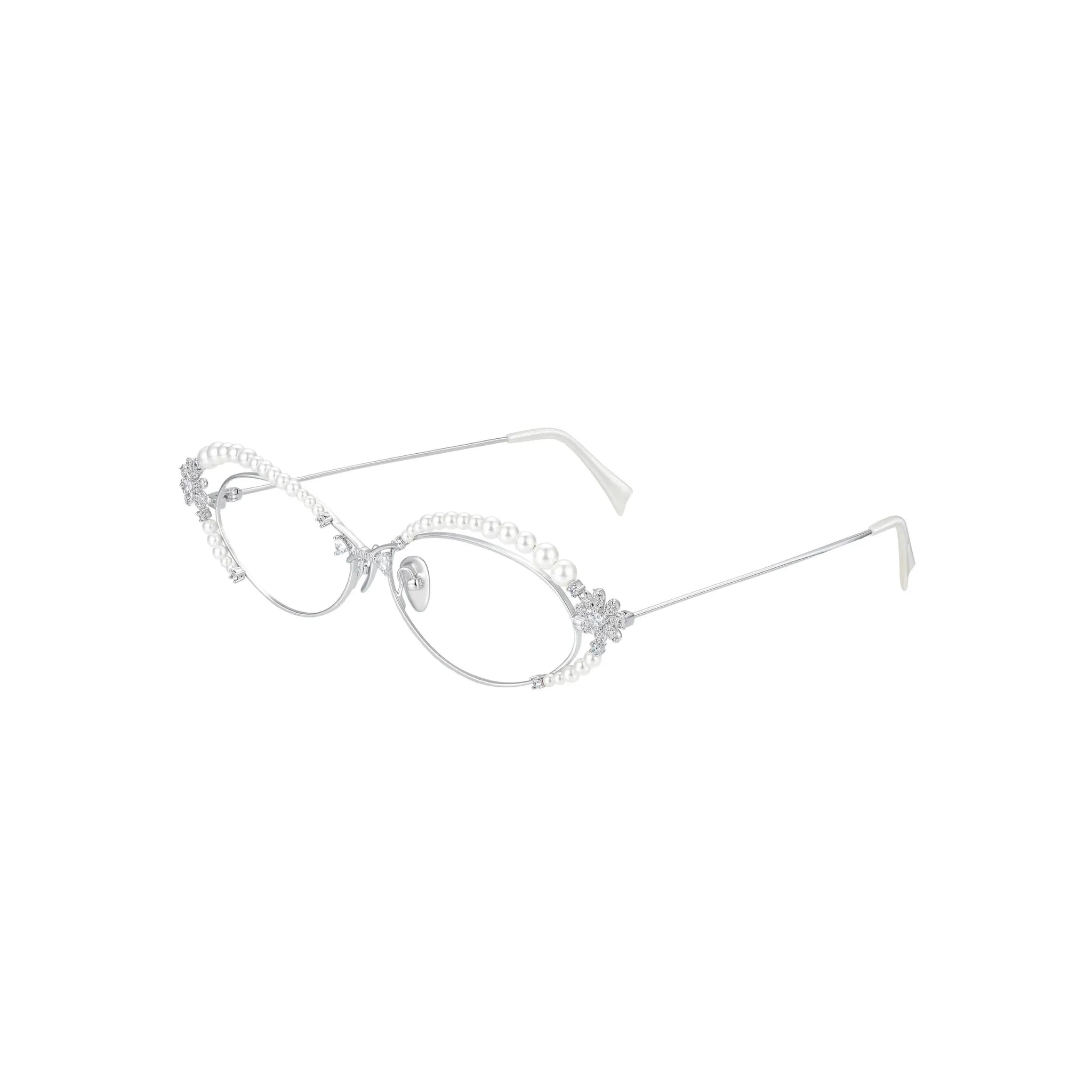 Side view of YVMIN Paradise Waving Pearl Glasses in Silver