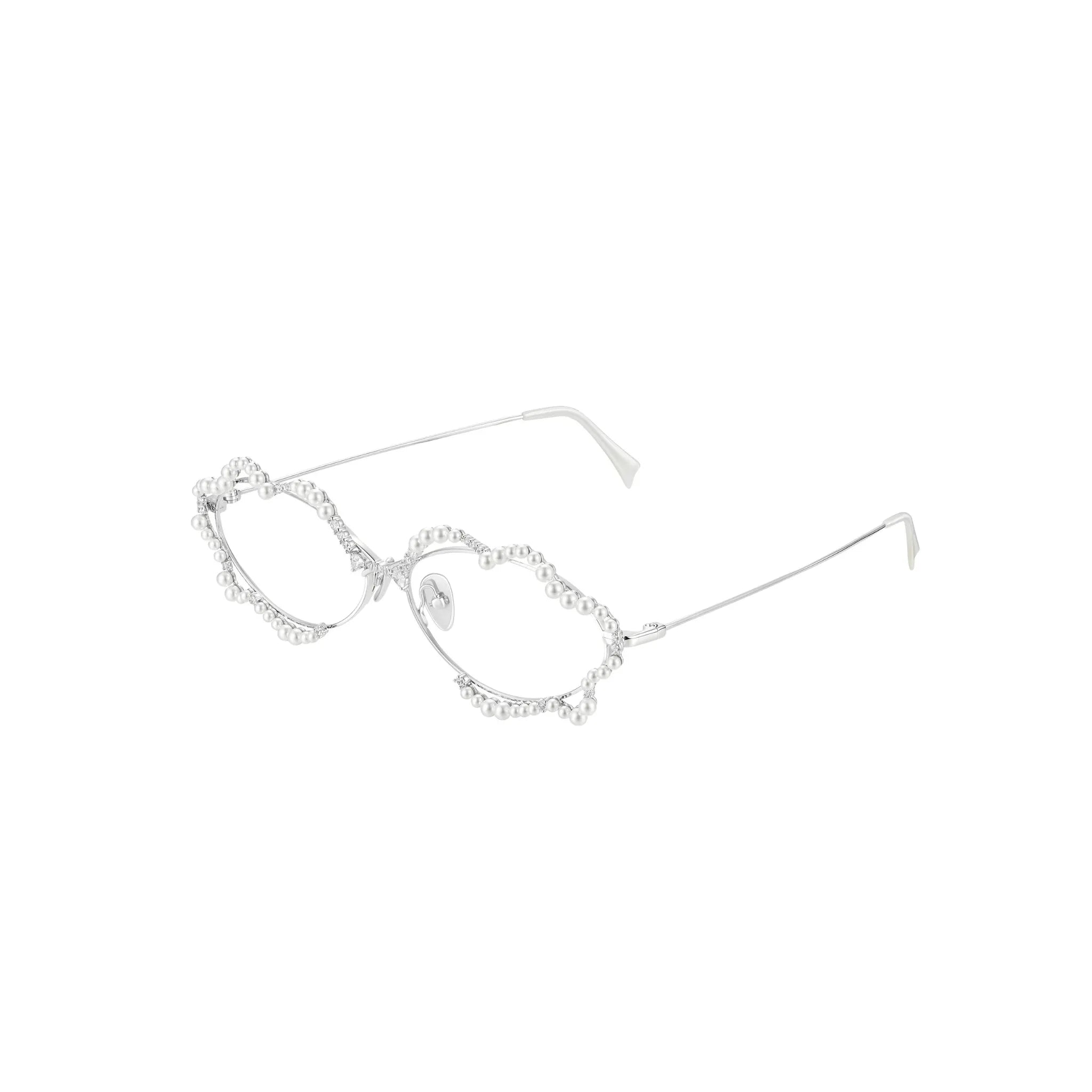 Side view of YVMIN Paradise Waving Pearl Glasses in Silver