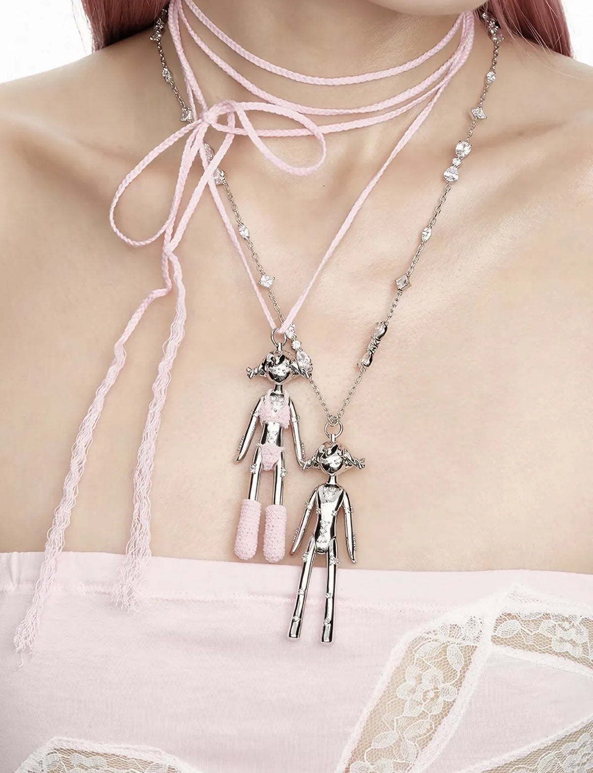 YVMIN Small Girl Necklace สีเงิน ดีเทล