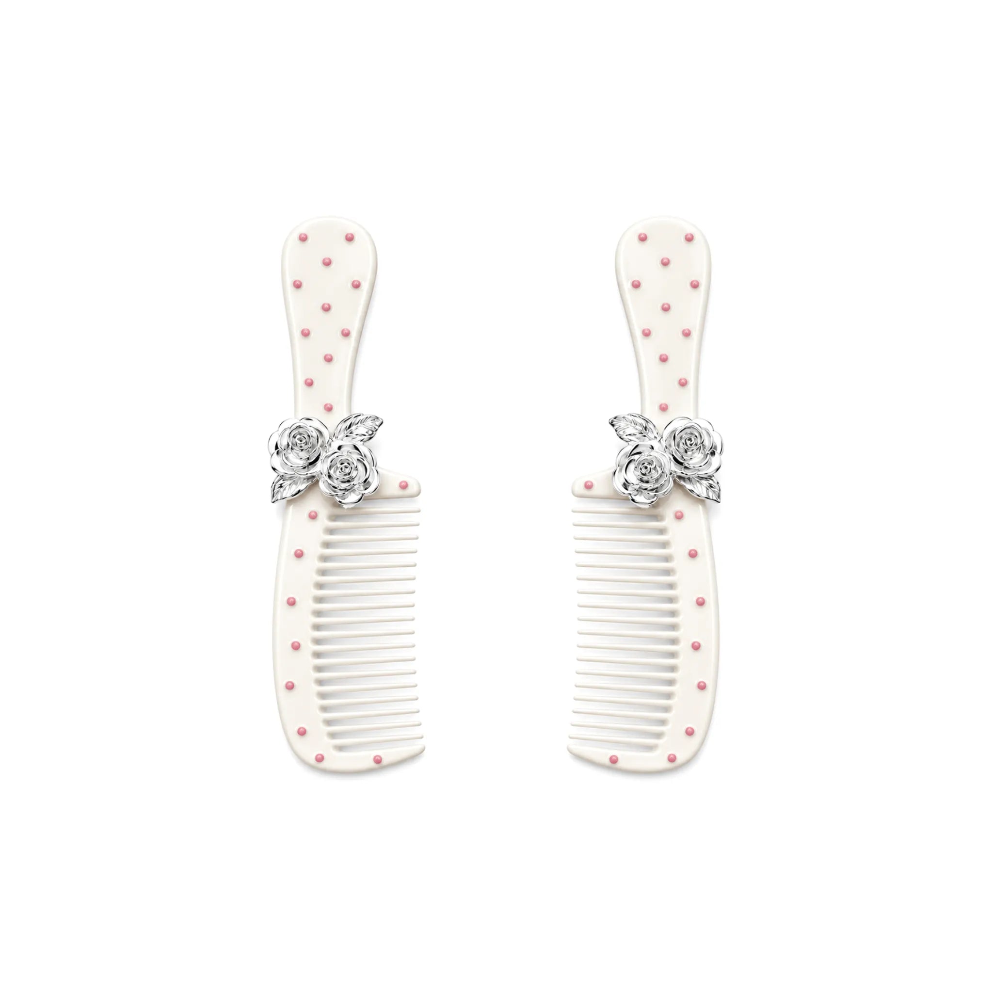 YVMIN X Ashley Williams Polka Dot Rose Comb Earring in White